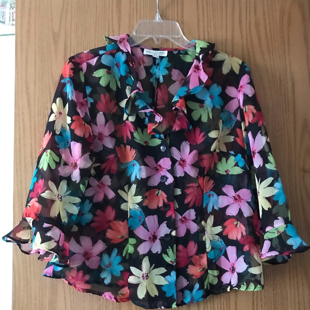 Floral print Sheer over blouse